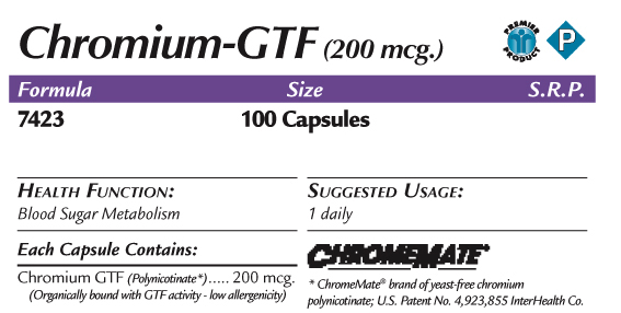 Chromium-GTF 200 mcg Douglas Formula DO-200063/100   bisher 7423/100 / 250 mcg 100 Kapseln (org. CHROMENATE&reg;GTF) Chromium-GTF Polynicotinate