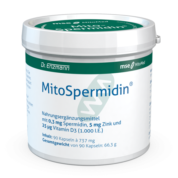 MitoSpermidin® Nahrungsergänzungsmittel mit 0,3 mg Spermidin, 5 mg Zink und 25 µg Vitamin D3 (1.000 I.E.)